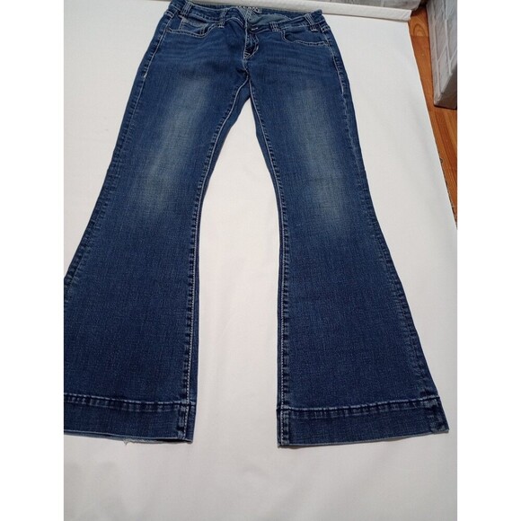 Rock & Roll Cowgirl Jeans Womens  31x34 High Rise Trouser Flare Medium Wash - Picture 2 of 14